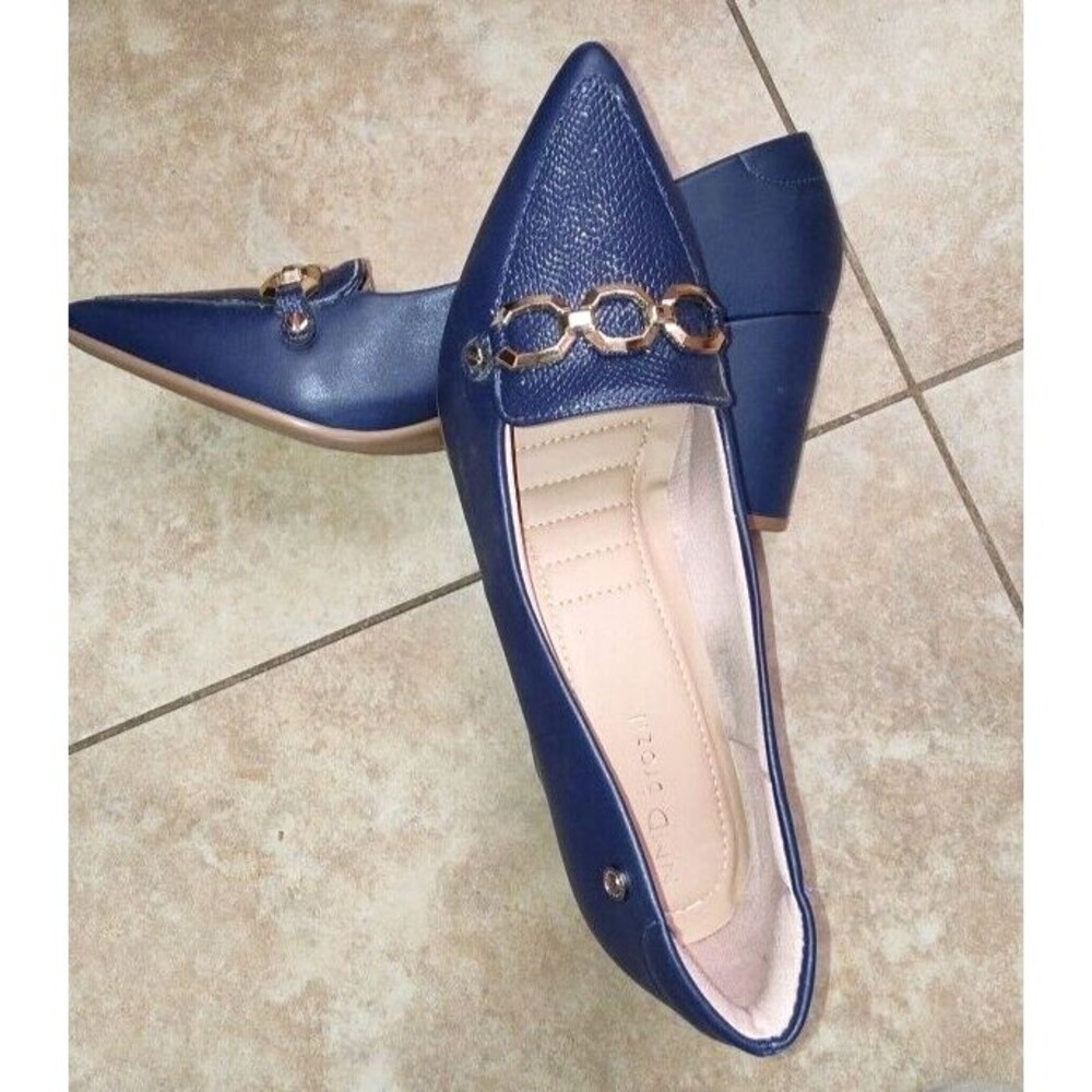Women's NMD Brazil Navy Blue Soft Leather Pattern Dress Shoes US Sz 9 EUR Sz 40